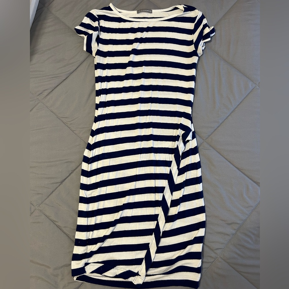 Stretchy blue and white business or casual Loveapella dress